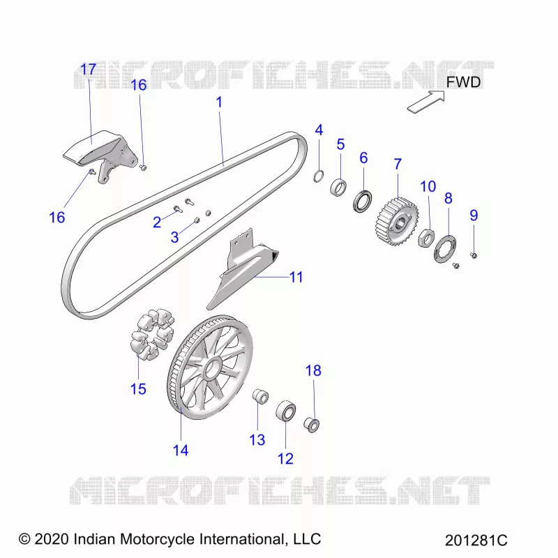 TREN, DRIVE SPROCKET, BELT AND GUARD
