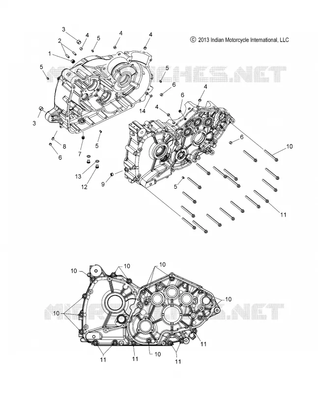 CRANKCASE - N14CCC/CCV/TCA ALL OPTIONS (49INDIANCRANKCASE14)