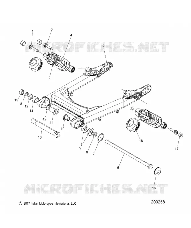 SUSPENSION, REAR ASM., BRAZO OSCILANTE AND SHOCKS