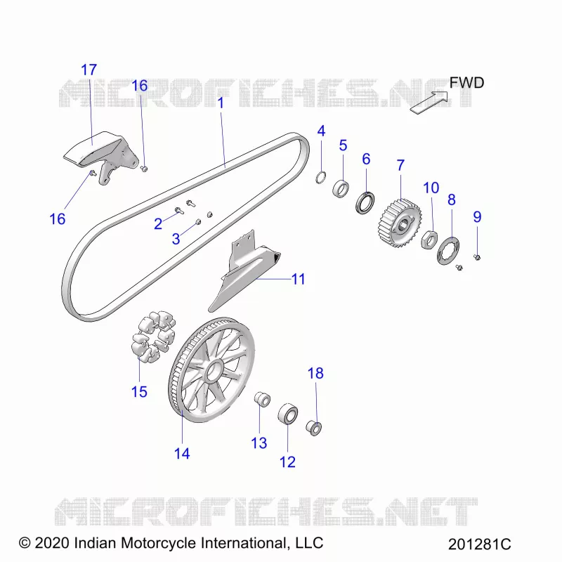 TREN, DRIVE SPROCKET, BELT AND GUARD